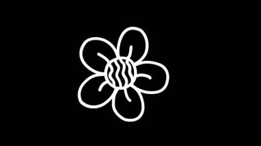 Tasarım projeleri ve markalaşma için mükemmel bir siyah arkaplan üzerinde minimalist beyaz çiçek çizimi