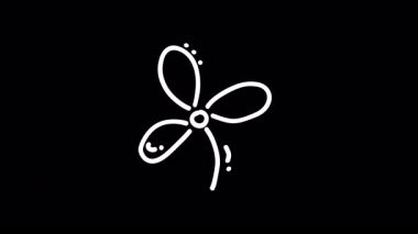 Modern tasarım projeleri için uygun siyah bir arkaplan üzerinde minimalist beyaz çiçek çizimi