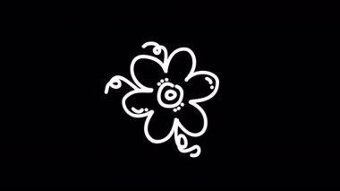 Tasarım ve dekorasyon için uygun siyah bir arkaplan üzerinde basit beyaz çiçek illüstrasyonu