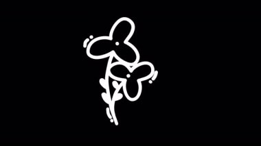 Minimalist tasarım projeleri için uygun siyah bir arkaplan üzerinde basit beyaz çiçek çizimi