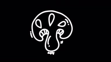 Yaratıcı projeler için mükemmel siyah bir arkaplan üzerine el yapımı mantar çizimi.