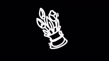 Dekoratif bir tencerede minimalist siyah bir arka plana karşı canlı bir lale buketi.