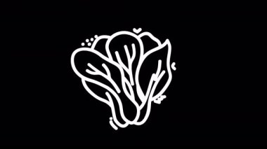 Siyah arka plandaki yapraklı bitkilerin soyut çizimi doğayı ve huzuru sembolize ediyor.