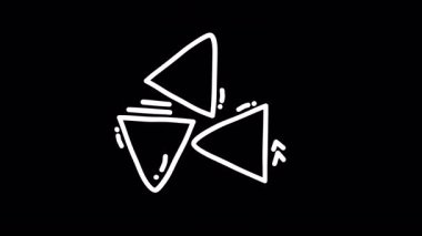  Siyah arkaplan üzerinde üç üçgen şekilli soyut illüstrasyon minimalist tasarım