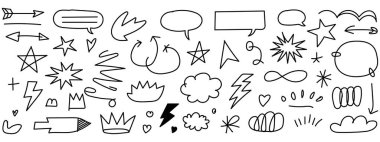 elle çizilmiş doodle okları kümesi