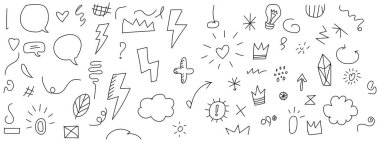 Vektör illüstrasyonunun el çizimi çizimi kümesi.