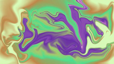 Güçlü mor ve yeşil egemenliğe sahip soyut kıvrımlı psikedelik renkler.