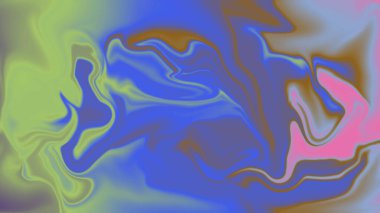 Soyut kıvrımlı renkler rüya gibi sanatsal akışkan bileşimlerle harmanlanır
