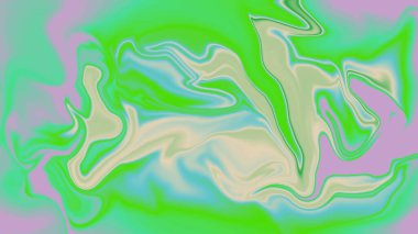 Psikedelik kıvrımlı renkler soyut sanat için pastel tonlarla canlı yeşili harmanlıyor