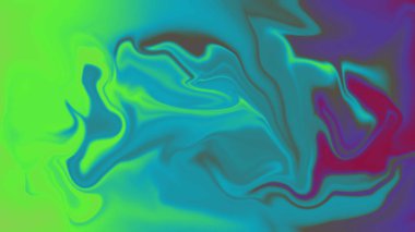 Neon yeşil ve mor kıvrımlı boyalar. Parlak ve soyut kompozisyonda harmanlanmış.
