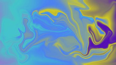 Mavi mor ve sarıdan oluşan soyut kıvrımlı renkler rüya gibi bir sıvı akışı yaratır.