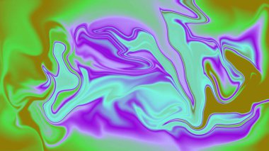 Modern tasarım için mor ve yeşil renkler içeren hareketli, soyut sanat eserleri