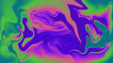 Soyut kompozisyonda pembe ve yeşil renkli canlı psikedelik girdaplar