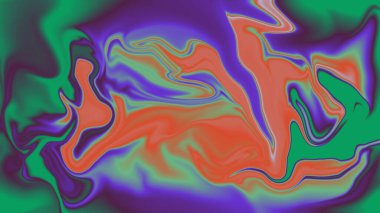 Turuncu mor ve yeşil renkli kıvrımlar güzel bir şekilde harmanlanmış.