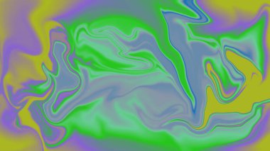 Soyut Holografik Sıvı Girdap Arkaplanı Canlı Yeşil Sarı Mor ve Mavi Gradyanlar