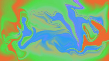 Yeşil Mavi Turuncu ve Mor Renkli Canlı Psikedelik Sıvı Mermer Girdap Arkaplanı