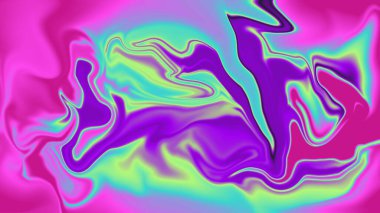 Eflatun mor ve yeşil kıvrımlı soyut renk dokusuyla canlı holografik sıvı sanat