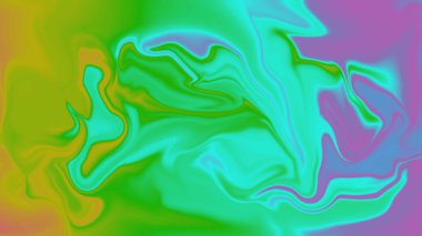 Yeşil, deniz mavisi ve mor sıvı mermer efekt arka planı renkli kıvrımlı sıvı gradyanlarıyla