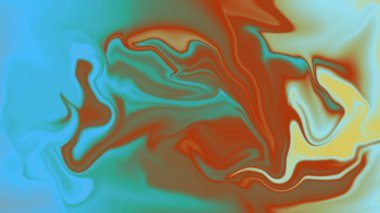 Dönen mavi turuncu ve sarı renkli akışkan sanat arka planı mermer dokular oluşturuyor.