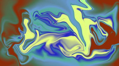 Sarı mavi ve gök mavisi kıvrımlı sıvı hareket kalıplı soyut sıvı sanat arka planı