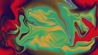 Kırmızı yeşil ve turuncu soyut girdap renkleri dinamik sıvı tasarımı ile harmanlanır