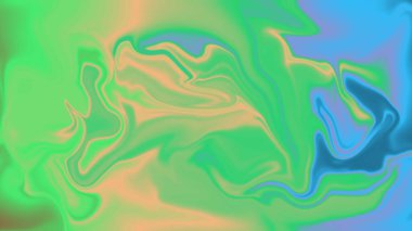 Yeşil şeftali ve mavi rüya gibi arka plan tasarımının soyut kıvrımlı renkleri