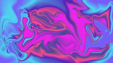 Neon pembe ve elektrik mavisi renkleri olan hareketli, soyut sanat eserleri.