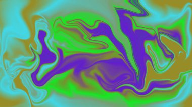 Mor yeşil ve mavi soyut kompozisyonda canlı psikedelik girdaplar