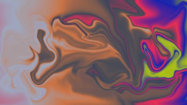 Canlı renkleri ve çarpık şekilleri olan soyut psikedelik sıvı sanatı