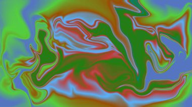 Yeşil ve kırmızının soyut girdap renkleri psikedelik bir görsel etki yaratır.