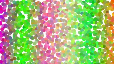 Beyaz arkaplandaki çok renkli düzensiz noktaların soyut ve canlı mozaik deseni.