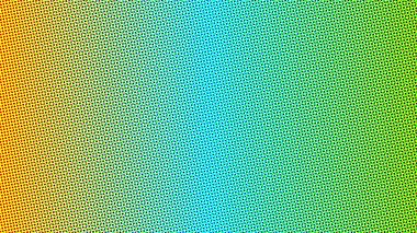 Renkli bir karışım içeren yarım tonluk nokta desenli soyut, canlı bir gradyan..