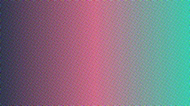 Detaylı yarım tonlu nokta deseni pembeden gök mavisi gradyanına düzgün bir renk değişimi yaratıyor.