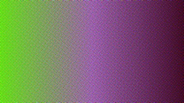 Canlı yeşil, mor yarım ton gradyan nokta deseni retro pop sanat dokusu yaratıyor..