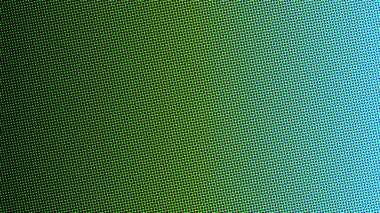 Yeşilden maviye pürüzsüz bir gradyan içeren yarım tonlu noktaların soyut deseni.
