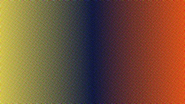 Renkli yarım ton nokta gradyanı, sarıdan maviye, kırmızıdan kırmızıya, soyut arkaplana geçiş.