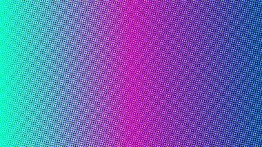 Soyut yarım tonlu nokta deseni parlak turkuaz, morumsu ve mavi renkte geçiş yapıyor.