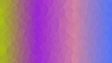Canlı renklerle dinamik çokgen gradyan tasarımı ve ince ses efekti, modern arkaplan.