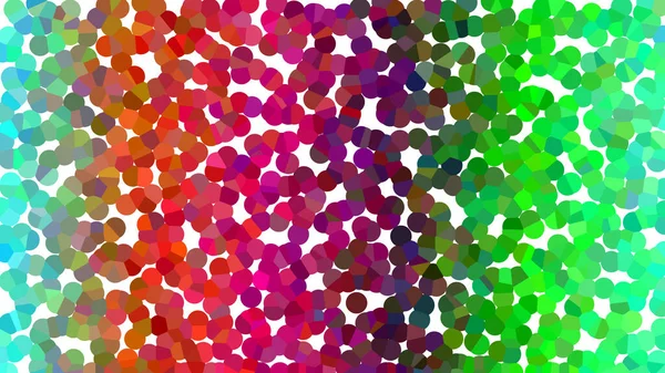 Beyaz zemin üzerinde küçük gradyan renkli çemberlerden oluşan canlı soyut desen