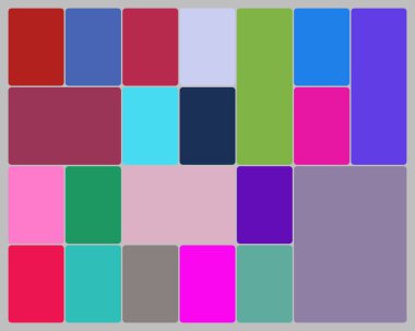 Çeşitli renkli yuvarlak dikdörtgen şekillere sahip enerjik soyut mozaik arkaplan.