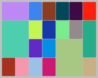 Değişik renkli yuvarlak şekilli bir mozaik içeren hareketli soyut kompozisyon