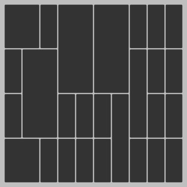 Koyu gri yuvarlak dikdörtgenli soyut ızgara deseni, minimalist tasarım.