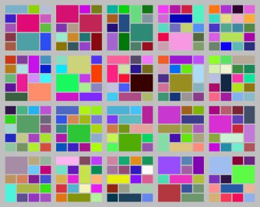 Değişik renkte kareler içeren canlı geometrik ızgara modern bir soyut model oluşturuyor.