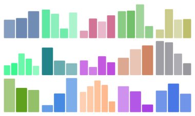 Veri görselleştirmesi ve istatistiksel bilgiyi görsel olarak sunan çeşitli modern çubuk grafikleri.