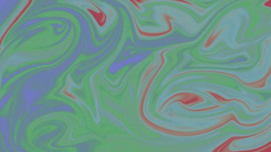 Girdap yeşili, mavi ve kırmızı sıvı renkleri, taneli dokusu olan soyut sıvı sanat.