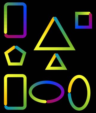 Üst üste binen çizgileri olan canlı gradyan geometrik şekiller, modern tasarım projeleri için mükemmel.