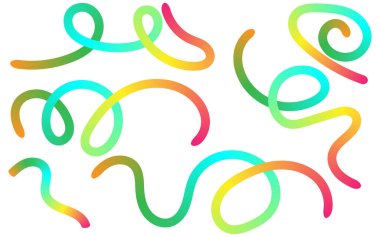 Değişken renklere sahip enerjik ve soyut şekiller, dinamik ve akışkan desenler yaratır..