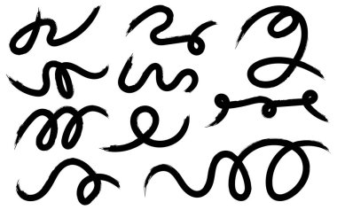 Grafik tasarım projeleri ve dekorasyon için sanatsal siyah grunge fırça darbeleri.