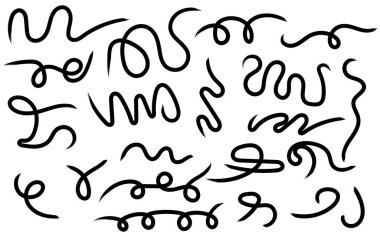 Eşsiz el yapımı kıvrımlı, dalgalı ve kıvrımlı çizgi elementleri, soyut tasarım.