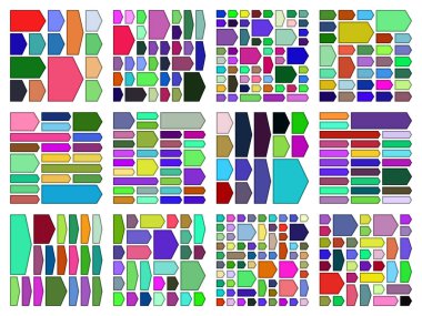 Chevron arrow icons enhancing structured bento grid layouts in contemporary digital interface work
